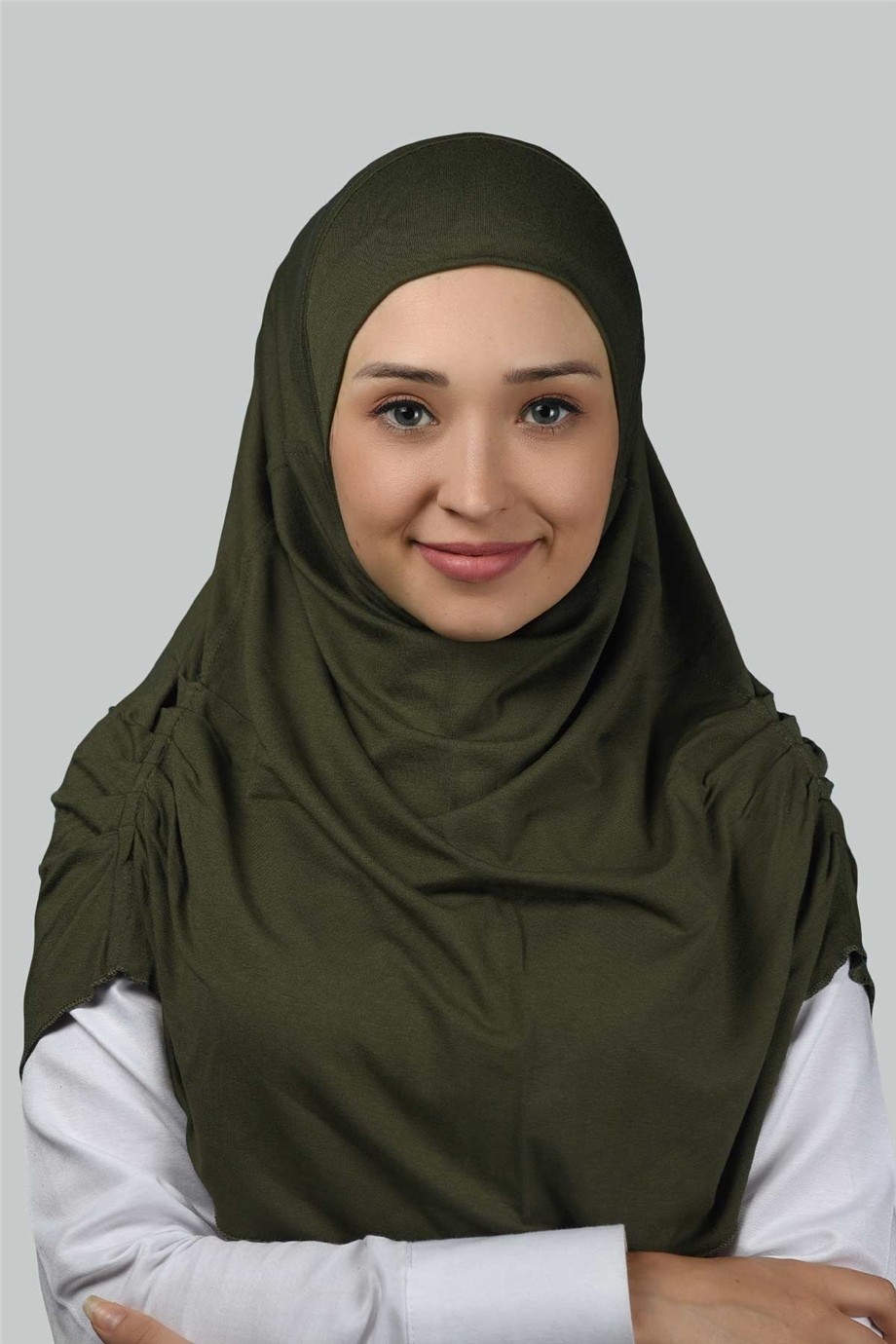 Altobeh Hazır Türban Büzgülü Pileli Pratik Eşarp Tesettür Hijab - Namaz Örtüsü - Ekru