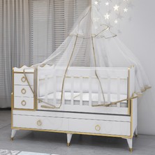 Garaj Home Alya Gold Yıldız 4 Komodin Bebek Odası- Yatak Uyku Seti Kombin-Uyku Seti-Beyaz
