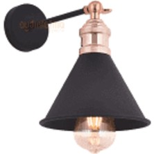Mylight Mylights   Retro  Konik Mafsalı Aplik  Siyah ve Bakır Rustik Duvar Aplik