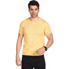 Trist Star SARI Erkek Penye Pamuklu Bisiklet Yaka Kısa Kollu Yazlık Triko