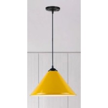 Dylight Retro Metal Dekoratif Rustik Kafe Mutfak Aydınlatma Sarı Tekli Sarkıt Avize Çap:30 cm