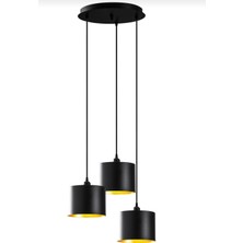 Dylight Retro Metal Siyah 3 Lü Dekoratif Rustik Sarkıt Avize Çap:30 cm