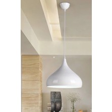 Dylight Retro Metal Dekoratif Beyaz Tekli Sarkıt Avize Çap:43 cm