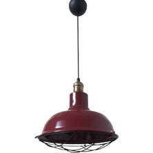Dylight Retro Metal Bordo Eskitme Duylu Dekoratif Kafesli Tekli Sarkıt Kafe Mutfak Aydınlatma Çap:30 cm