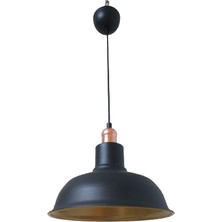 Dylight Retro Metal Siyah Dekoratif Bakır Duylu Siyah Içi Gold Mutfak Avize Çap:30 cm