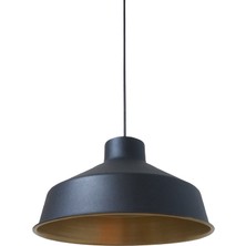 Dylight Retro Metal Siyah Dekoratif Siyah Içi Gold Kafe Mutfak Avize Çap:30 cm