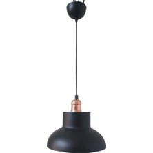 Dylight Retro Metal Siyah  Içi Gold Dekoratif Tekli Sarkıt Avize Çap.25 cm