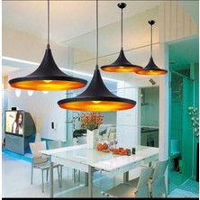 Dylight Retro Metal Dekoratif Rustik Siyah Tekli Sarkıt Avize 36 cm