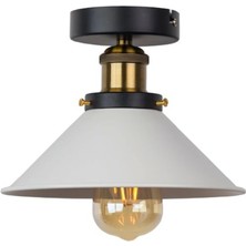 Dylight Retro Metal Dekoratif Siyah Tavan Plofyoner Beyaz Çap. 23 cm