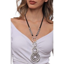 Labalaba Kadın Antik Gümüş Kaplama Geometrik Model Tasarım Ip Kolye