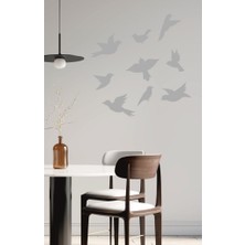 Lizpo Decor Uçan Kuşlar Dekoratif Duvar Sticker Kuş Sürüsü Gri