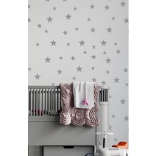 Lizpo Decor Gri Yıldız Duvar Sticker 3-4-5 cm 200 Adet Bebek ve Çocuk Odası Dekoratif Duvar Çıkartması Sticker