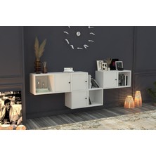 Nettrends Rafli Dolapli Duvar Konsolu Beyaz 201 cm KNS-1141-Ç