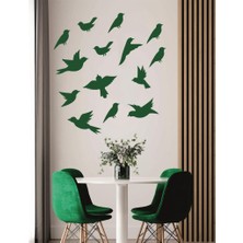 Lizpo Decor Uçan Kuşlar Dekoratif Duvar Yeşil Sticker Kuş Sürüsü Mb1