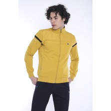 Escetic Erkek Spor, 4 Cepli, Dik Yaka, 4 Mevsim, Süper 2 İplik Hardal Eşofman Takımı - 5876