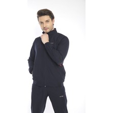 Escetic Erkek Spor Slimfit Kalıp - Dik Yaka - Spor Likra Kumaş - 4 Cepli Yazlık  Lacivert Eşofman Takımı - 6784