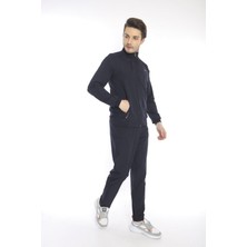 Escetic Erkek Spor Slimfit Kalıp - Dik Yaka - Spor Likra Kumaş - 4 Cepli Yazlık  Lacivert Eşofman Takımı - 6784