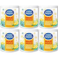 Mavi Beyaz Maxi Kağıt Havlu Dev Rulo Paket Limon Kokulu (6’lı Set)