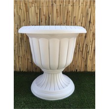 Nergis Saksı 58,8X58,9 cm 47 Lt Krem Saksı Ayaklı Saksı Plastik Saksı Çiçek Saksısı Bahçe Saksısı