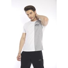 Escetic Erkek Spor, ABD Pike İnterlok 1. Kalite Kumaş Beyaz Slimfit Bisiklet Yaka T-Shirt - 0895