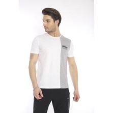 Escetic Erkek Spor, ABD Pike İnterlok 1. Kalite Kumaş Beyaz Slimfit Bisiklet Yaka T-Shirt - 0895