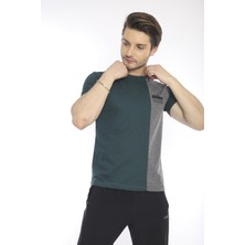 Escetic Erkek Spor, ABD Pike İnterlok 1. Kalite Kumaş Yeşil Slimfit Bisiklet Yaka T-Shirt - 0895