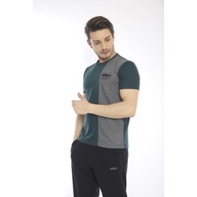 Escetic Erkek Spor, ABD Pike İnterlok 1. Kalite Kumaş Yeşil Slimfit Bisiklet Yaka T-Shirt - 0895