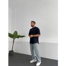 Bybasicman Lacivert Iki Iplik Basic T-Shirt BY-1208