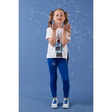 Lela Pamuklu Baskılı Püskül Detaylı Bisiklet Yaka T Shirt Kız Çocuk T Shirt 6211020