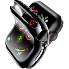 Cool Cold Apple Watch Seri 6-Se-5-4 (44 Mm) Siyah Önü Kapalı Yumuşak Silikon Koruyucu