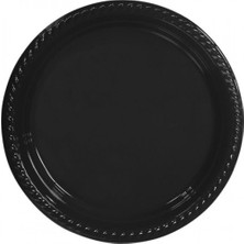 Xnews Siyah Plastik Tabak 22  cm 25 Adet