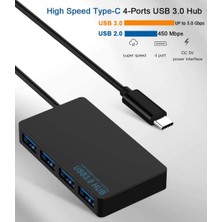 Aogo USB Type C Hub 4 Port 3.0 USB Çoklayıcı Type-C USB 3.0 Çoklayıcı Şarj Bağlantı Noktalı