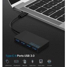 Aogo USB Type C Hub 4 Port 3.0 USB Çoklayıcı Type-C USB 3.0 Çoklayıcı Şarj Bağlantı Noktalı