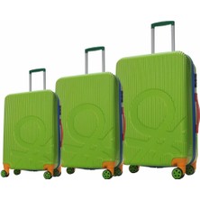Benetton 3'lü Valiz Seti Boy Policarbon Kırılmaz Valiz Yeşil 201X