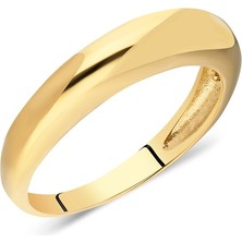 Fasek Gold Alyans Altın Yüzük - 14 Ayar Altın Bombeli Taşsız Evlilik Alyans Yüzük - Eşe, Sevgiliye Yüzük