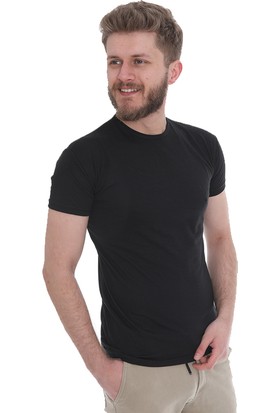 Bogda Siyah Renk Erkek Bisiklet Yaka Kısa Kollu T-Shirt