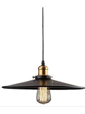 Dylight Retro Metal Sarkıt Avize Rustik Tekli Sarkıt Siyah Cafe Mutfak Aydınlatma 40 cm