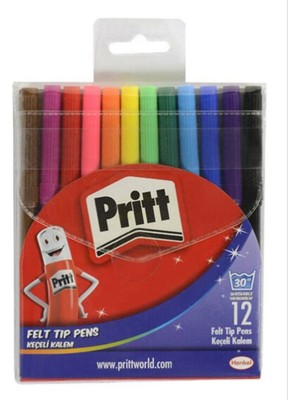 Pritt Keçeli Kalem Seti 12 Renkli Canlı Kalemler Ergonomik Tasarım ile Uzun Süreli Kullanım
