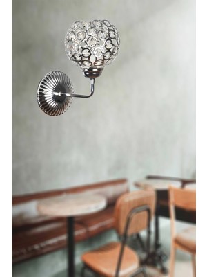 Venon Aydınlatma Gale Aplik Camı Metal E-27 (Elmas Kol Cam) Krom