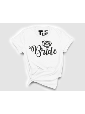 Tüşört Bride Yazılı Baskılı Bisiklet Yaka Tshirt