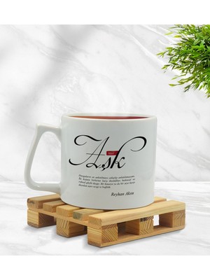 BK Kişiye Özel Mânâ Aşk Tasarımlı Middle Beyaz Kupa Bardak Model 1