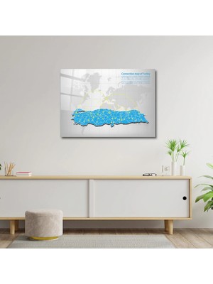 Art of Wall Artofwalldesign '' Türkiye Harita Ağ Tasarımı'' Cam Tablo Uv