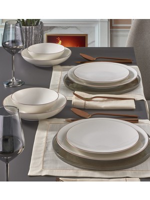 Güral Porselen Atina 24 Parça Copper Bakır 6 Kişilik Bone Porselen Yemek Takımı Güral Porselen Elegant Yemek