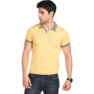 Trist Star SARI Erkek Penye Pamuklu Polo Yaka Kısa Kollu Yazlık Triko