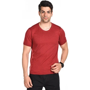 Trist Star KIRMIZI Erkek Penye Pamuklu Bisiklet Yaka Kısa Kollu Yazlık Triko