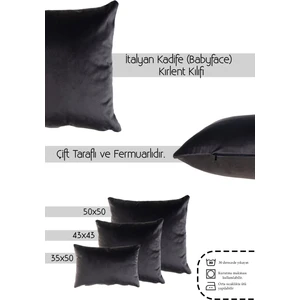 Cango Home Gri Antrasit Kadife (Babyface) Çift Taraflı Kırlent Kılıfı