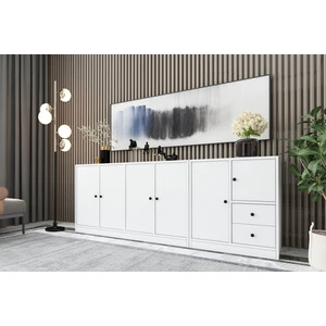 Dolapli Çekmeceli Konsol Beyaz 195 cm KNS-1079-Ç