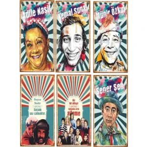 Hayat Poster Yeşilçam Poster Seti -3 Retro Ahşap Poster