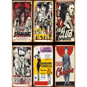 Hayat Poster Sinema 6lı Retro Ahşap Poster Seti- 2
