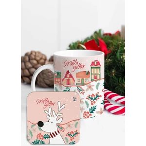 Yılbaşı Village Bardak Altlıklı Kupa Bardak